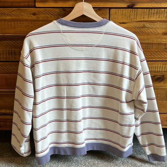 Madewell Striped Crewneck Sweater - Cream and Purple - Picture 5 of 7